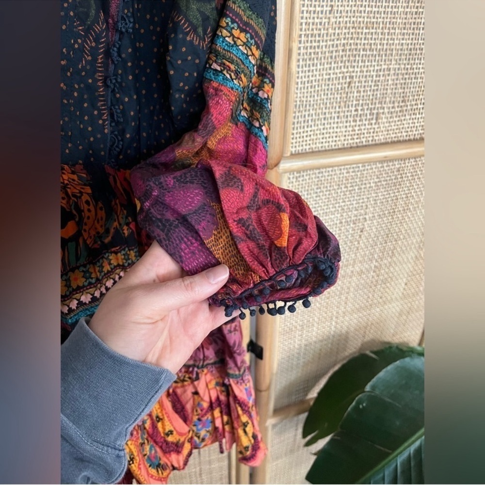 Farm Rio Mix Patchwork Long-sleeve Minidress - Picture 9 of 11